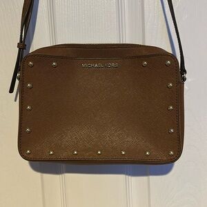 Michael Kors Brown Studded Crossbody
